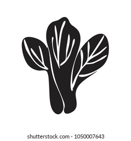 Isolated lettuce leaves. Icon of vegetables. Black silhouette. Vector illustration.

