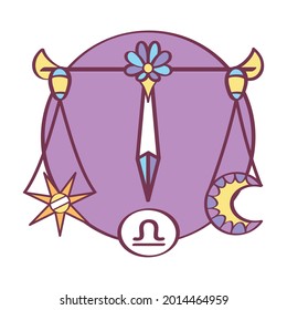 Símbolo de zodiaco con icono de libra aislado Vector
