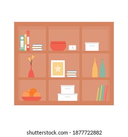 Isolated library wall household items icon- Vector