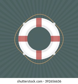 Isolated  lifebuoy icon on a marine color background. vector illustration. flat deign EPS8