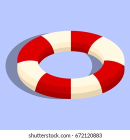 Isolated lifebuoy or swimming ring. Colorful stripped flat 3d elements isolated on the background. Vector isometric illustration.