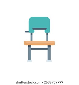Isolated light blue retro school chair on White Background