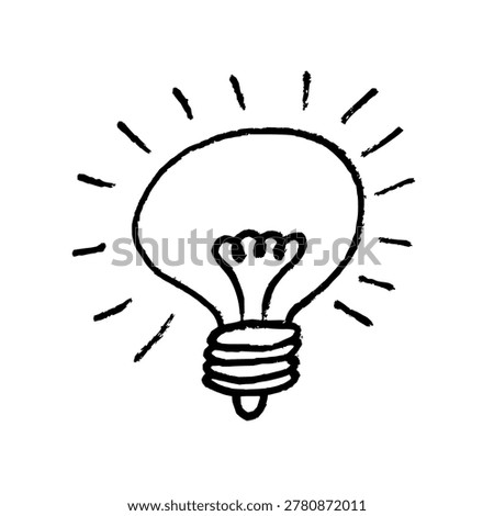 Isolated light bulb drawing. Hand drawn object. Black doodle style sketch. Simple lightbulb.