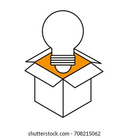Isolated light bulb inside box design
