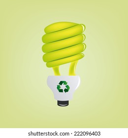 an isolated light bulb on a green background