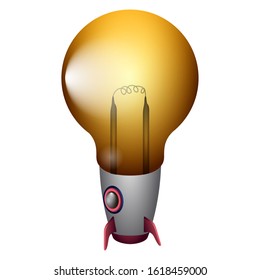 Isolated light bulb shaped rocket - Vector illustration