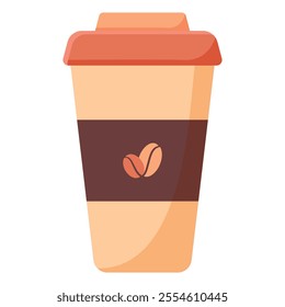 Isolated light coffee paper cup in flat style