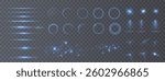 Isolated Light Effects: Transparent Blue Light Glare, Explosions, Sparkles, Dust, Lines, Solar Flares, Sparks and Stars, Spotlights, Curves, and Rotations. Special Abstract Sunlight Effects.