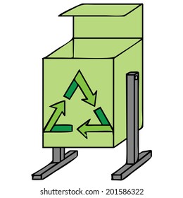 isolated light green trashcan, trash, waste, trash, vector illustration