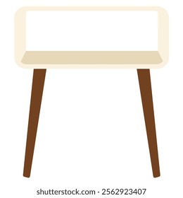 Isolated light square end table in flat style. Vector illustration