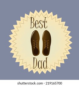 an isolated light yellow button with text and shoes for father's day