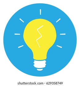 Isolated lightbulb on a blue button, Vector illustration