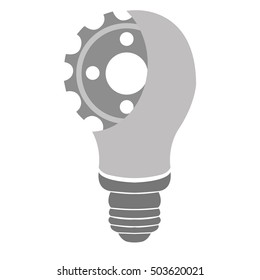 Isolated lightbulb with a piece of gear, Vector illustration