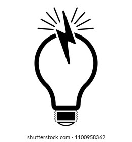 Isolated lightbulb silhouette