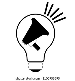 Isolated lightbulb silhouette