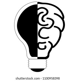 Isolated lightbulb silhouette