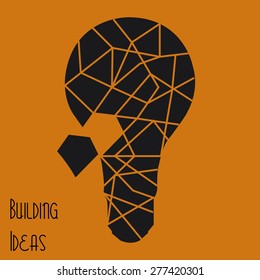 Isolated lightbulb with text on an orange background. Vector illustration