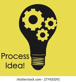 Isolated lightbulb with text on a yellow background. Vector illustration