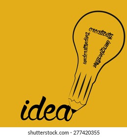 Isolated lightbulb with text on a yellow background. Vector illustration