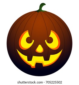 Isolated lighted pumpkin on a white background, vector illustration