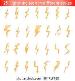 Isolated lightning thunder bolt pictogram icon set design elements vector illustration