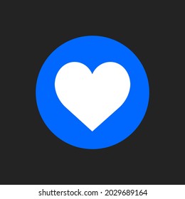 Isolated Like Button. White Heart on Blue Rounded Background. UI Icon Template. Vector illustration