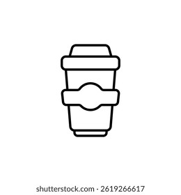 Isolated Line Art: Coffee Cup Silhouette with Sleeve for Digital Design