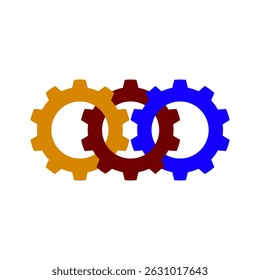 Isolated line art gear wheels logo design