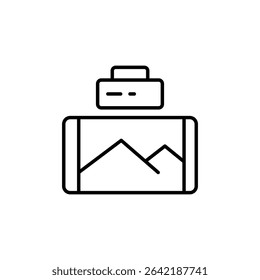 Isolated Line Art Icon Displaying A Mountain Landscape In Frame
