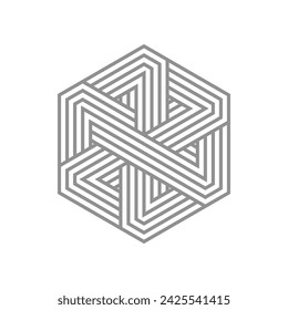 Plantilla de logotipo de arte en línea aislado. Logotipo lineal abstracto. Icono geométrico de monograma. Esbozar elementos de diseño innovadores. Vector simple signo futurista. Formas hexagonales de líneas.