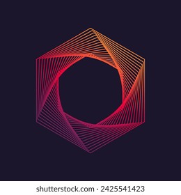 Plantilla de logotipo de arte en línea aislado. Logotipo lineal abstracto. Icono geométrico colorido. Esbozar elementos de diseño innovadores. Vector simple signo futurista. Formas hexagonales de líneas.
