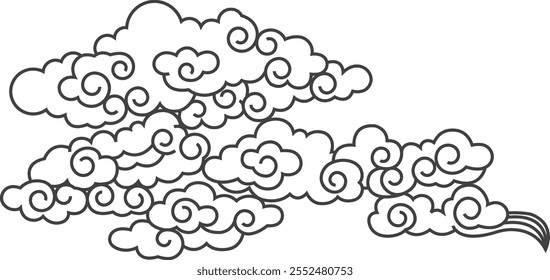 Línea aislada Nube tradicional china. Ilustración vectorial