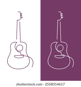 Isolated line drawing of acoustic guitar and electric guitar, vector illustration design