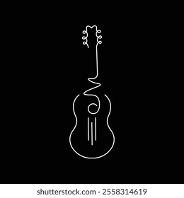 Isolated line drawing of acoustic guitar and electric guitar, vector illustration design