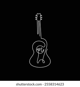 Isolated line drawing of acoustic guitar and electric guitar, vector illustration design