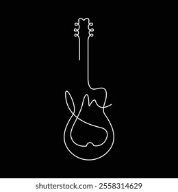 Isolated line drawing of acoustic guitar and electric guitar, vector illustration design