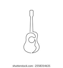 Isolated line drawing of acoustic guitar and electric guitar, vector illustration design