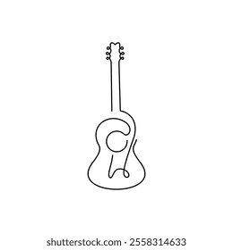 Isolated line drawing of acoustic guitar and electric guitar, vector illustration design