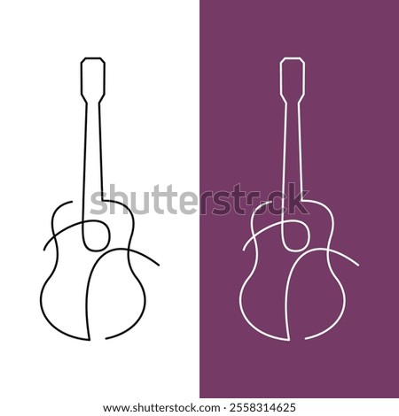 Isolated line drawing of acoustic guitar and electric guitar, vector illustration design