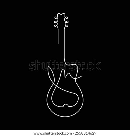 Isolated line drawing of acoustic guitar and electric guitar, vector illustration design