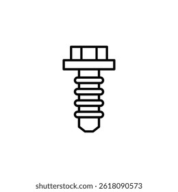 Dibujo de línea aislado de un perno de sujeción de automoción o ingeniería