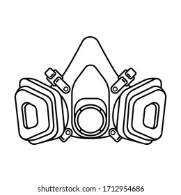 Isolated line icon respirator face mask filters paint virus 
