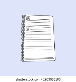 Isolated line notepad on a white background blank for designer coloring book, mockup