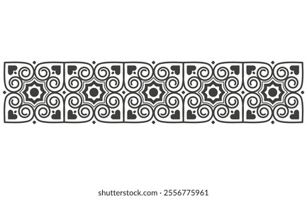 Isolated line ornamental border. Vector illustration. Ethnic design element. Template for card, frames, textile