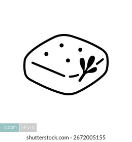 Ein einzelnes Linien-Vektorsymbol eines Focaccia-Brots mit Rosmarin. Perfekt für italienische Restaurantmenüs, Bäckereien, Food-Blogs und Kochwebsites.
