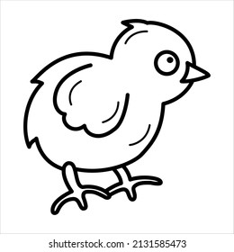 Ilustración vectorial de línea aislada de un pequeño resorte de pollo, tema de Pascua. Adecuado para diseño web y móvil, coloreando libros.