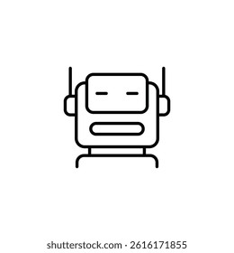 Isolated linear drawing depicting futuristic minimal style robot design