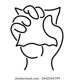 gesto de mano de icono lineal aislado en estilo doodle en vector. plantilla de icono para etiqueta engomada del logotipo de la aplicación diseño de impresión de póster