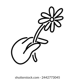 isolated linear icon hand gesture in doodle style in vector. icon template for app logo sticker poster print design