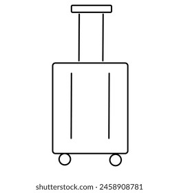 Isolierter linearer Koffer auf Rädern Ikone zum Thema Sommer und Urlaub. Design für Logo-Aufkleber Print Poster